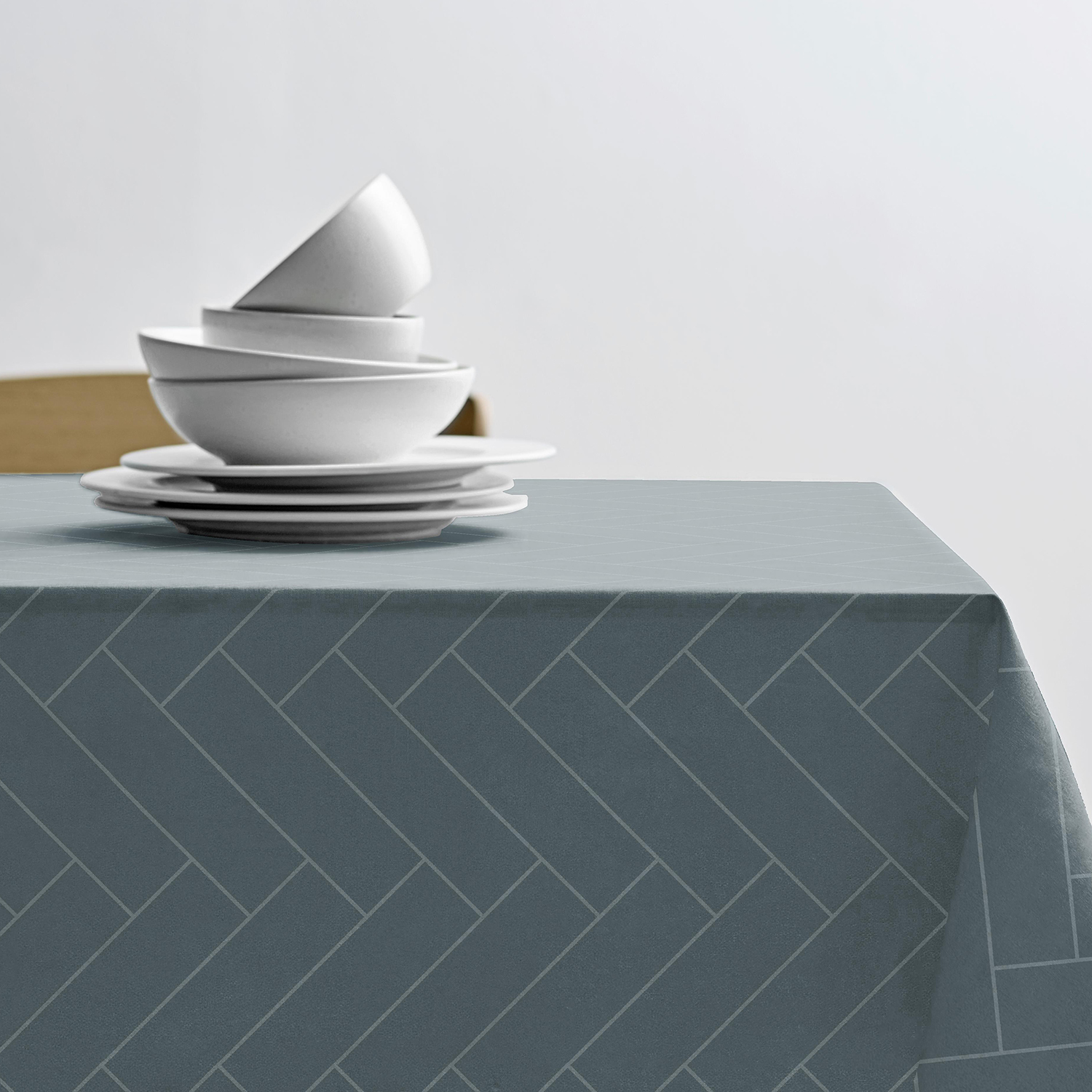 Södahl Damaskdug Tiles Ø160 cm, Atlantic