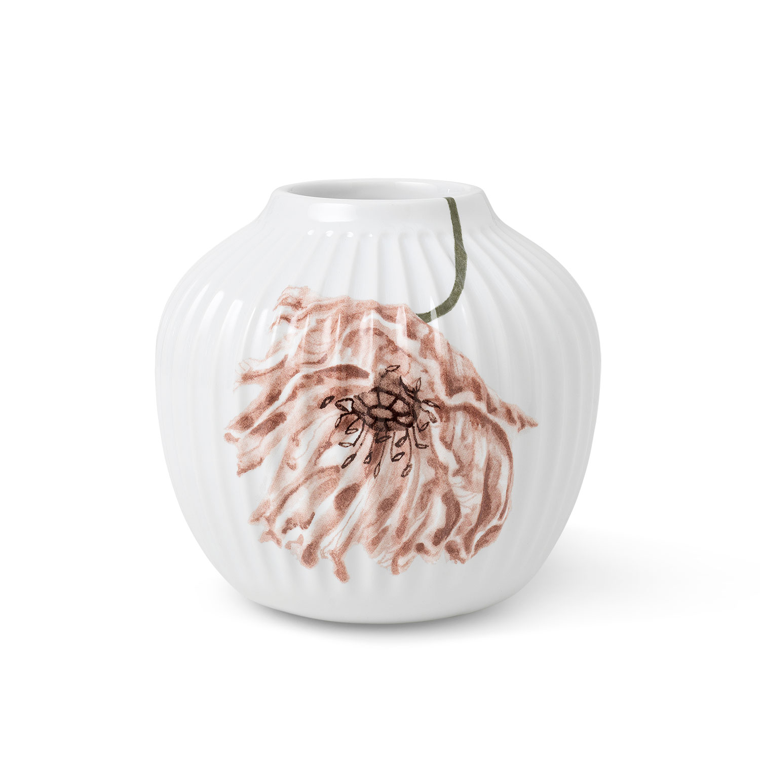 Billede af Kähler Hammershøi Poppy Vase, Hvid med deko