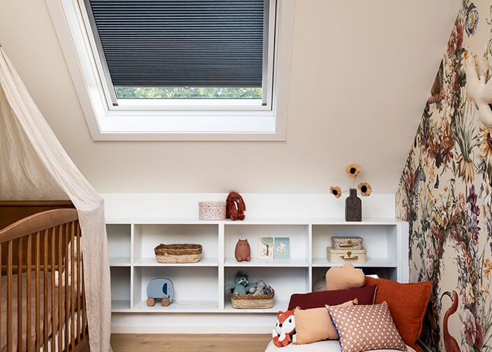 Dupli-gardiner til børneværelse - ovenlys - velux - mørklægning