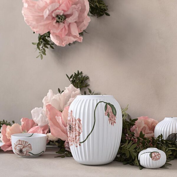 Kähler Hammershøi Poppy Vase, Hvid med deko - Image 2