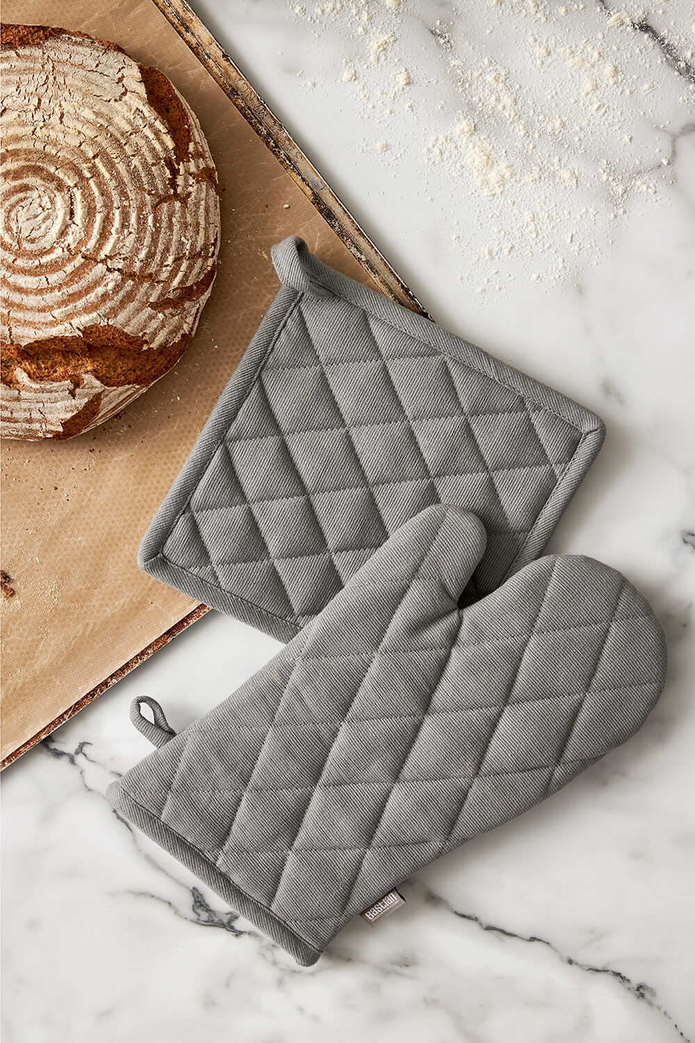 Bastian grillhandske og grydelap i lysegrå