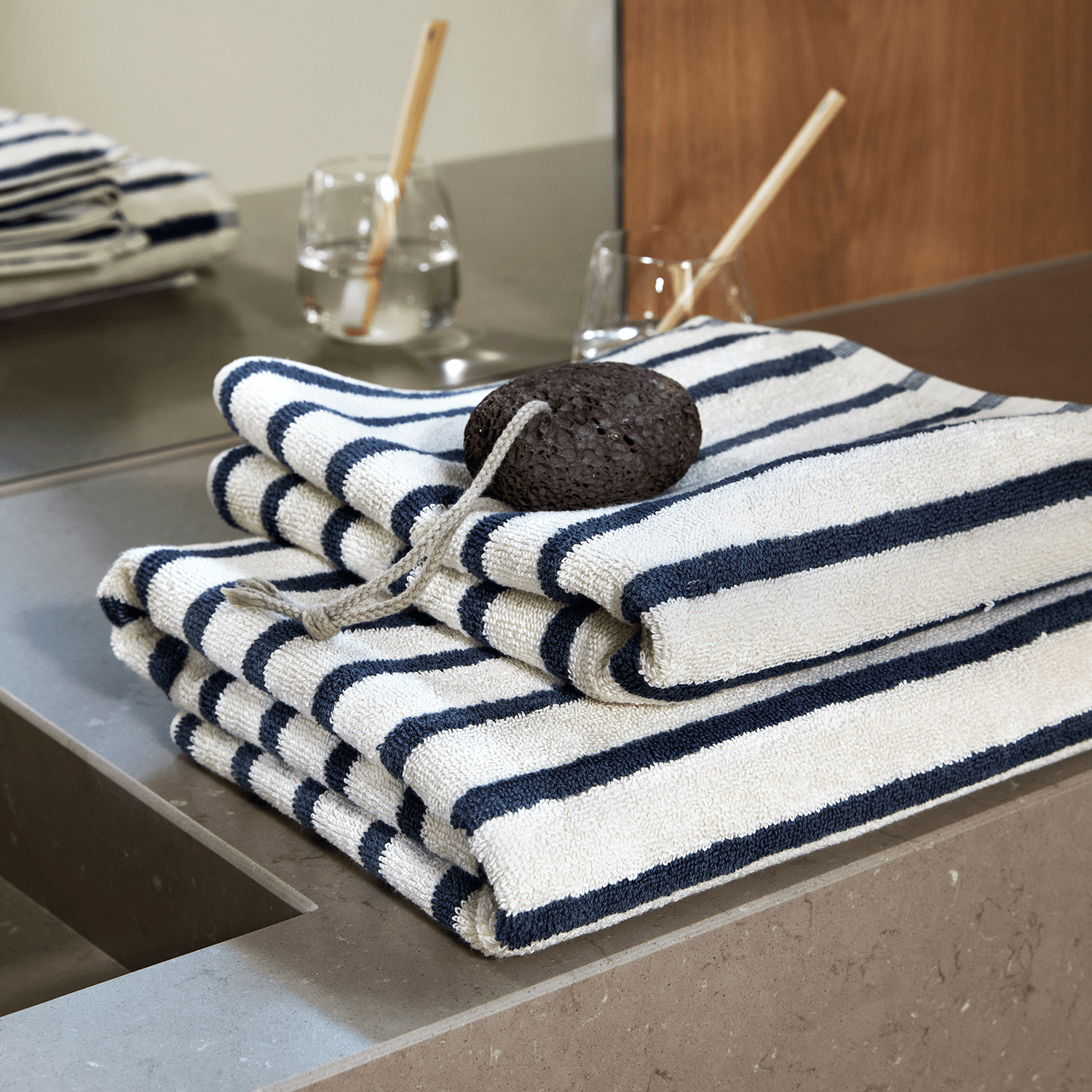 Høie Everyday Stripe Håndklæder, Blå