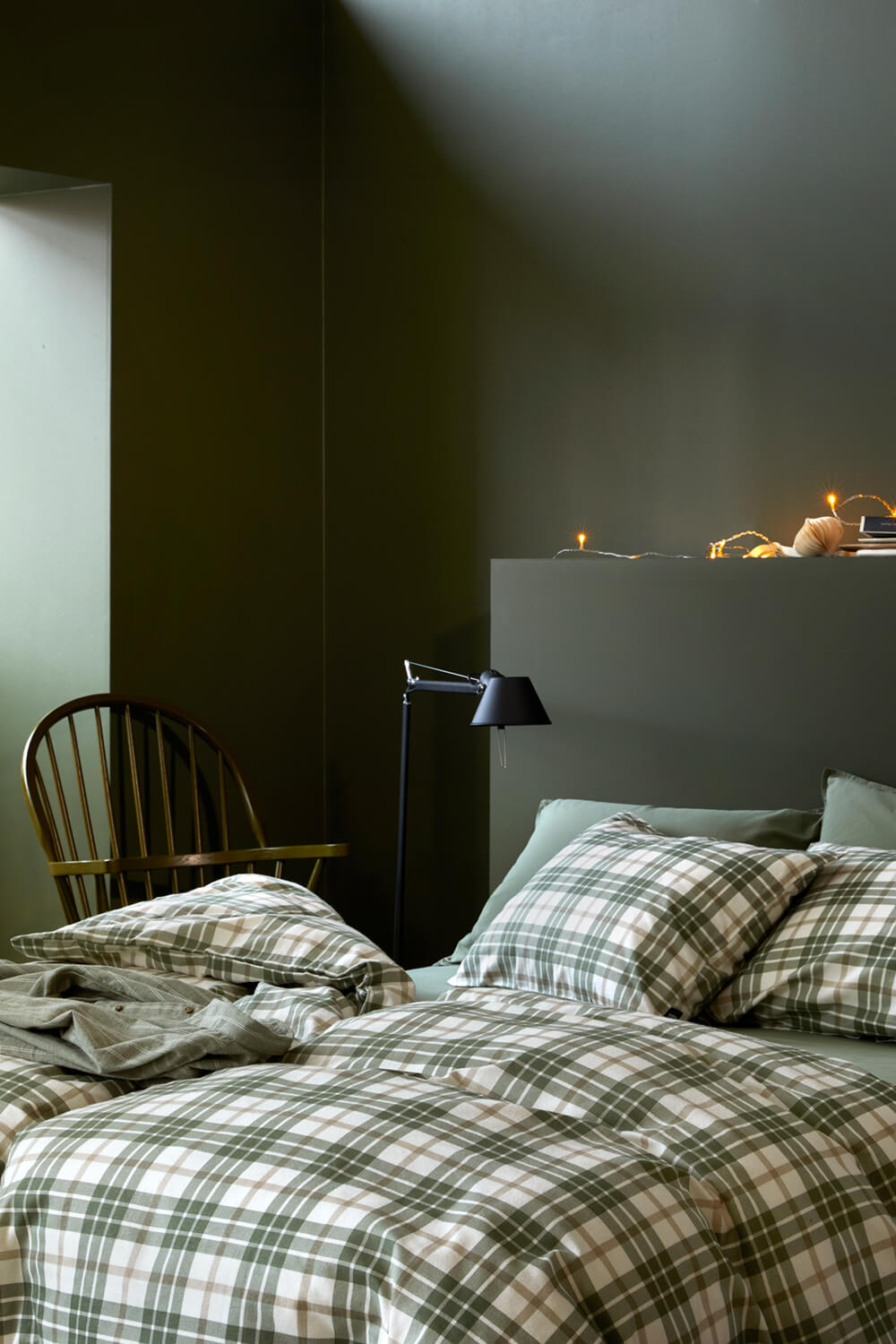 Høie sengesæt Lukas Flanell i farven dæmpet grøn.