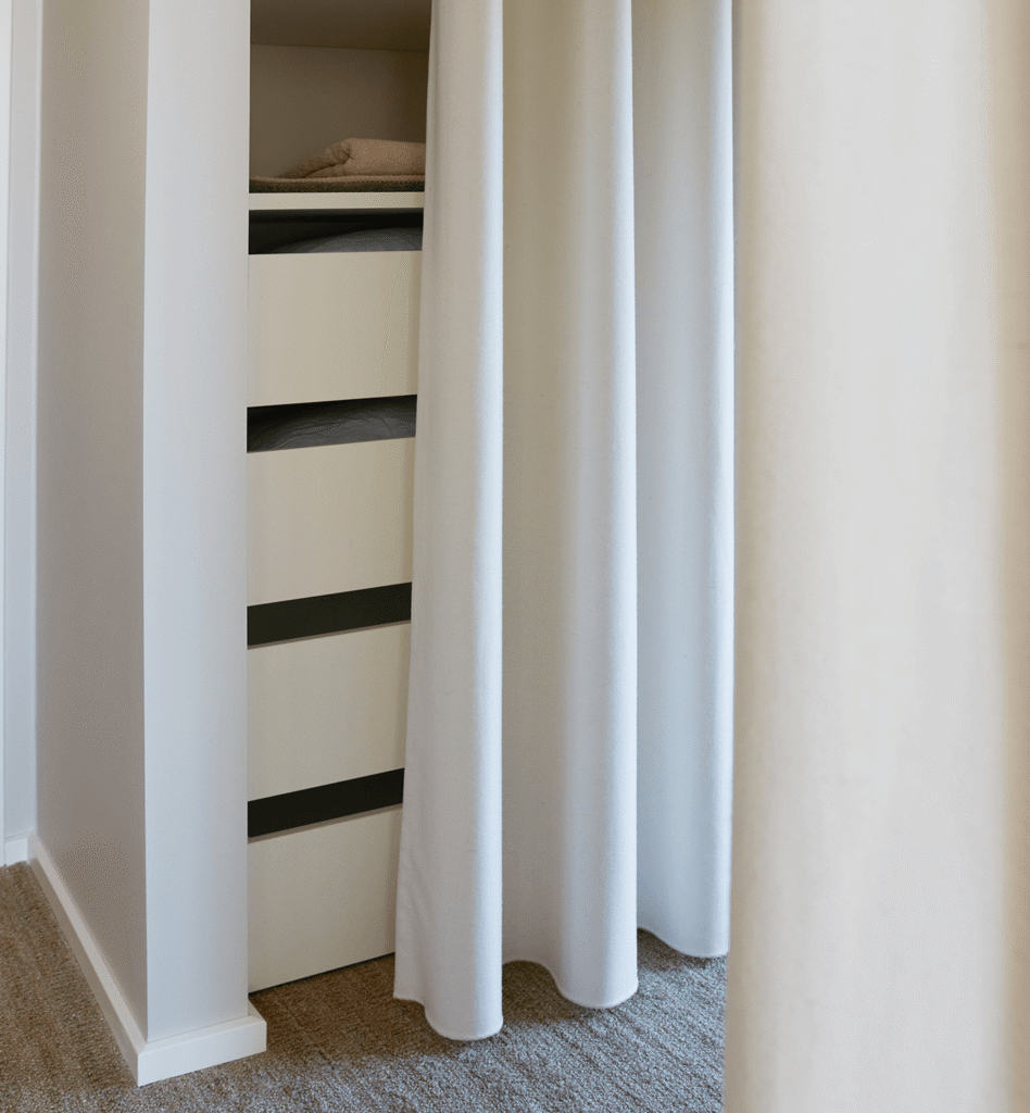 Idealhuse - walk-in-closet - LED-lys i gardinskinne