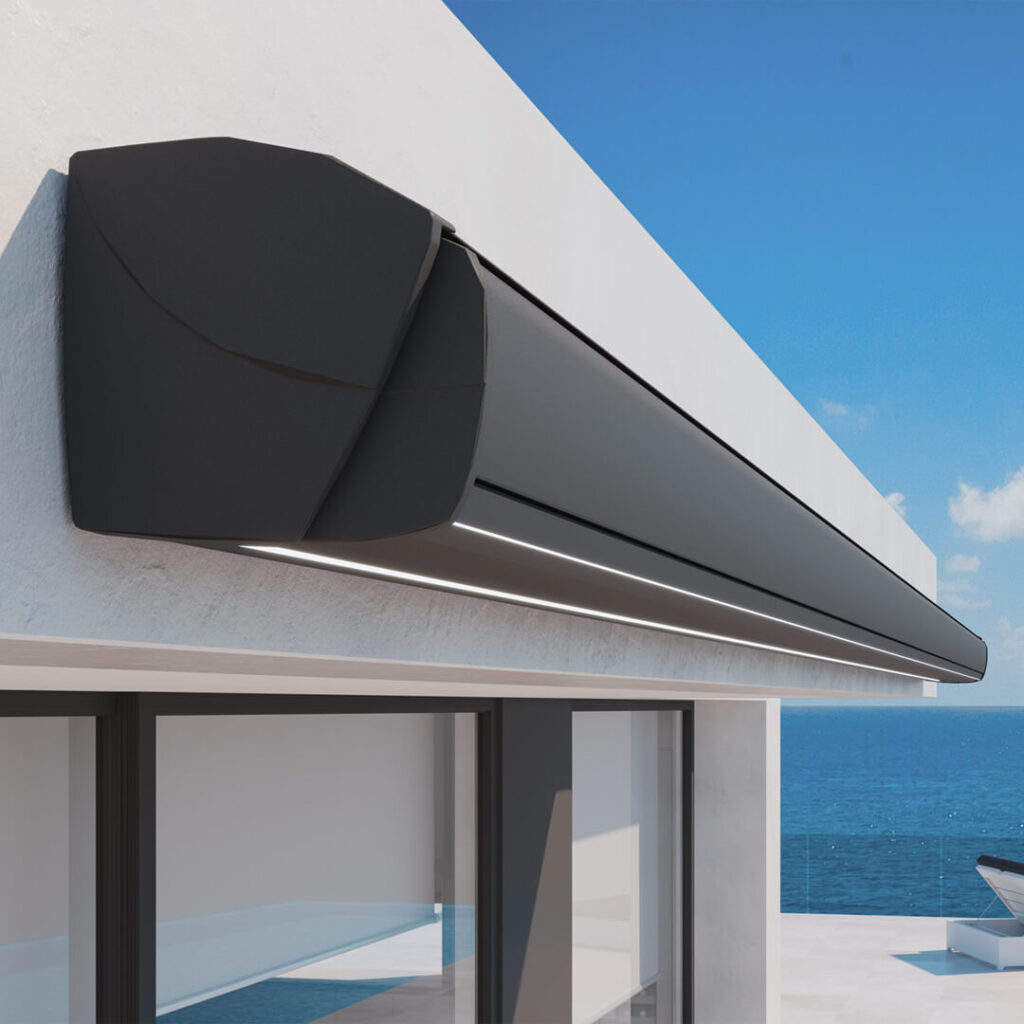 Kassette til en markise fra Luxaflex.