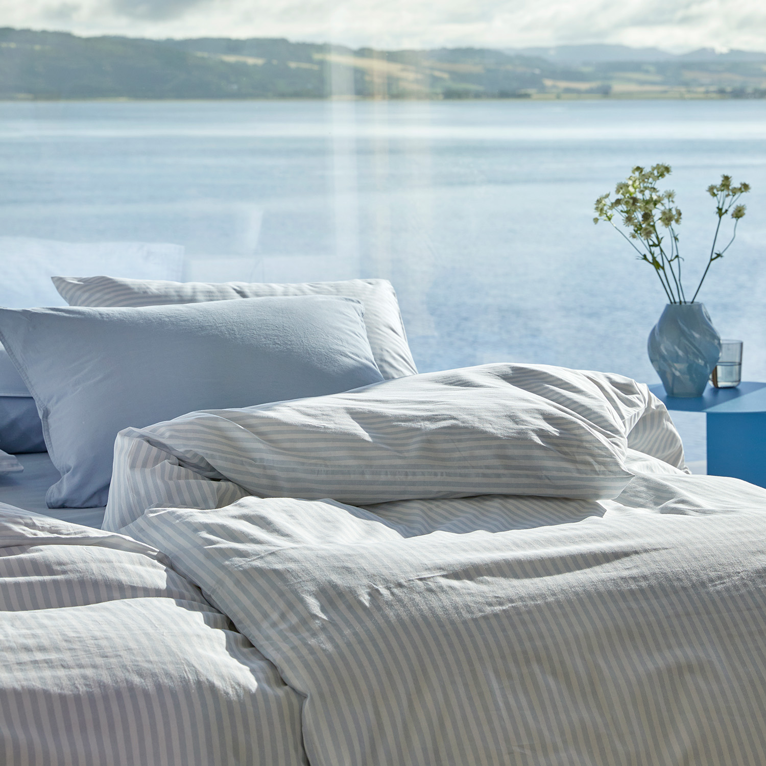 Høie Tor Sengesæt - dæmpet blå